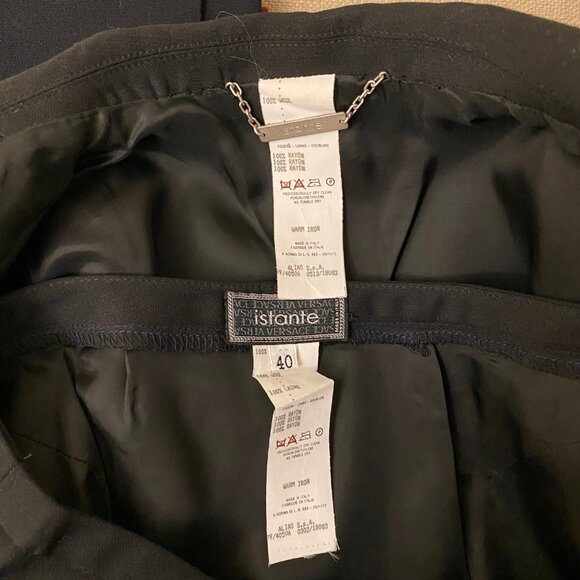 Vintage Excellent Istante Versace 100% Wool Black Skirt Suit Detail Size 4 - Picture 11 of 12